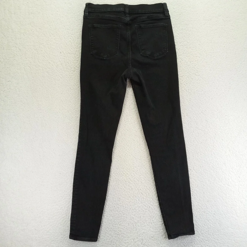 J.Crew Womens High Rise Skinny Jeans Black‎ Stretch Denim Size 29 RN77388